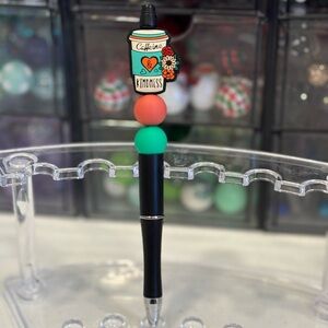 Handcrafted Caffeine & Kindness Beaded Decorative Pen